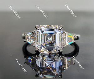 three-stone moissanite engagement ring