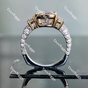 Doveggs three-stone art deco cushion moissanite engagement ring