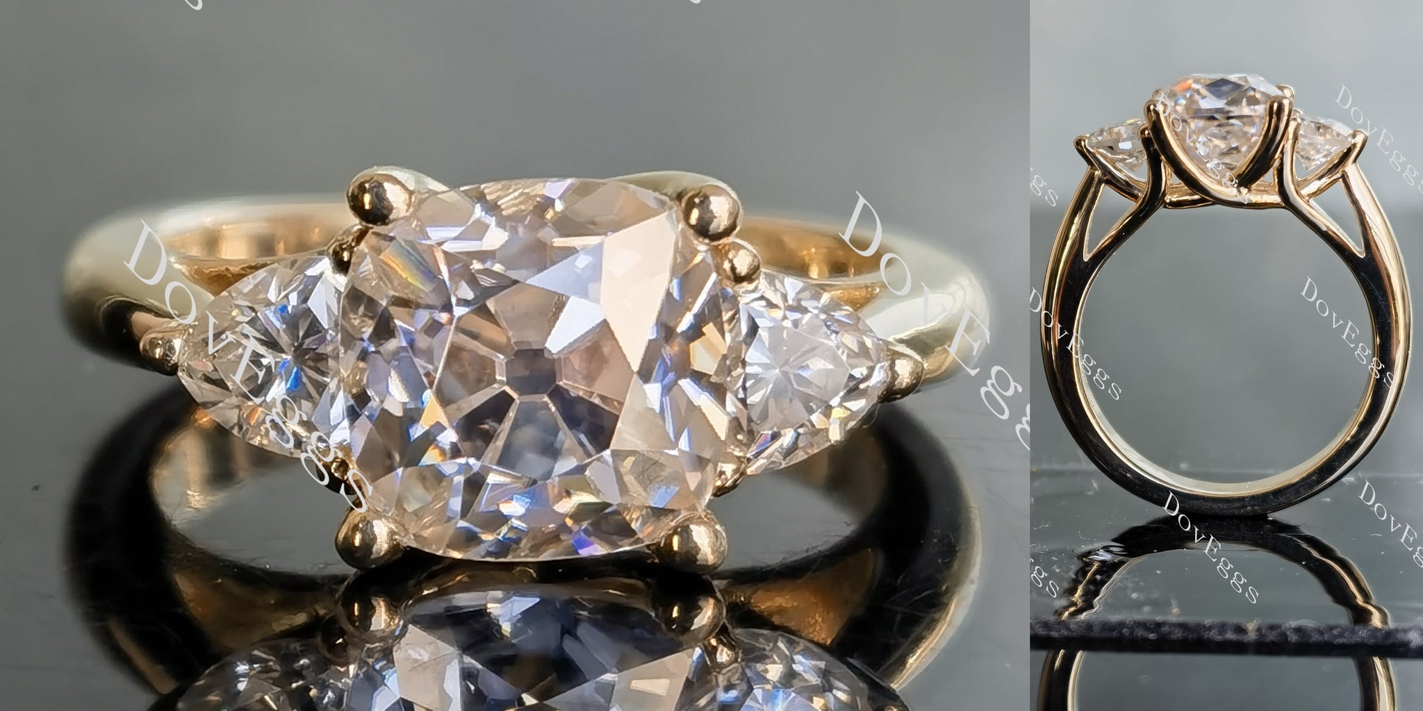 three-stones moissanite engagement ring