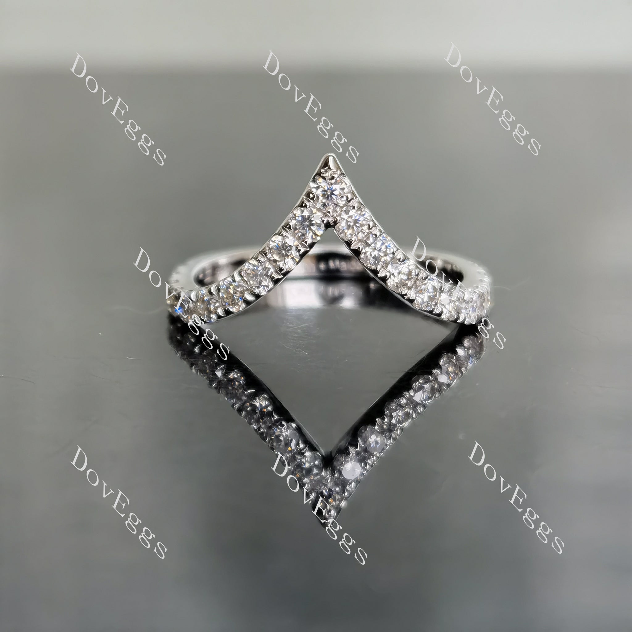 Doveggs round curved pave moissanite/lab grown diamond wedding band-2.2mm band width