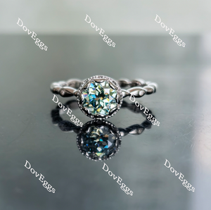 Doveggs round peacock blue moissanite engagement ring