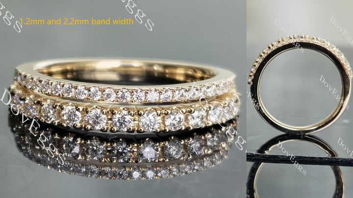 Doveggs round two pave moissanite/lab grown diamond wedding band-2.1mm band width - DovEggs-Seattle