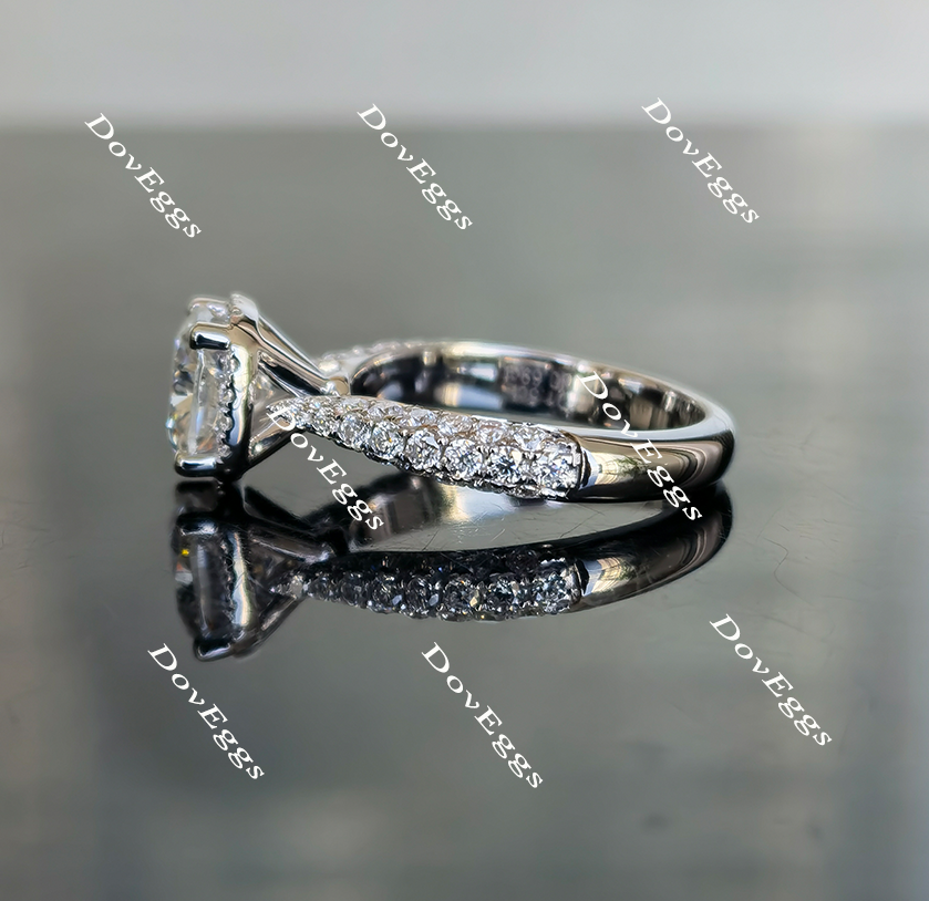 Doveggs cushion pave halo moissanite engagement ring