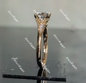 Doveggs pave art deco moissanite/colored gem engagement ring for women