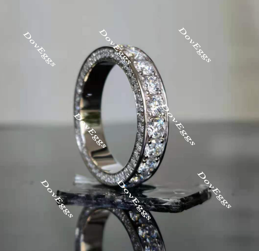 Doveggs full eternity channel set moissanite/lab grown diamond wedding band-4.1mm band width