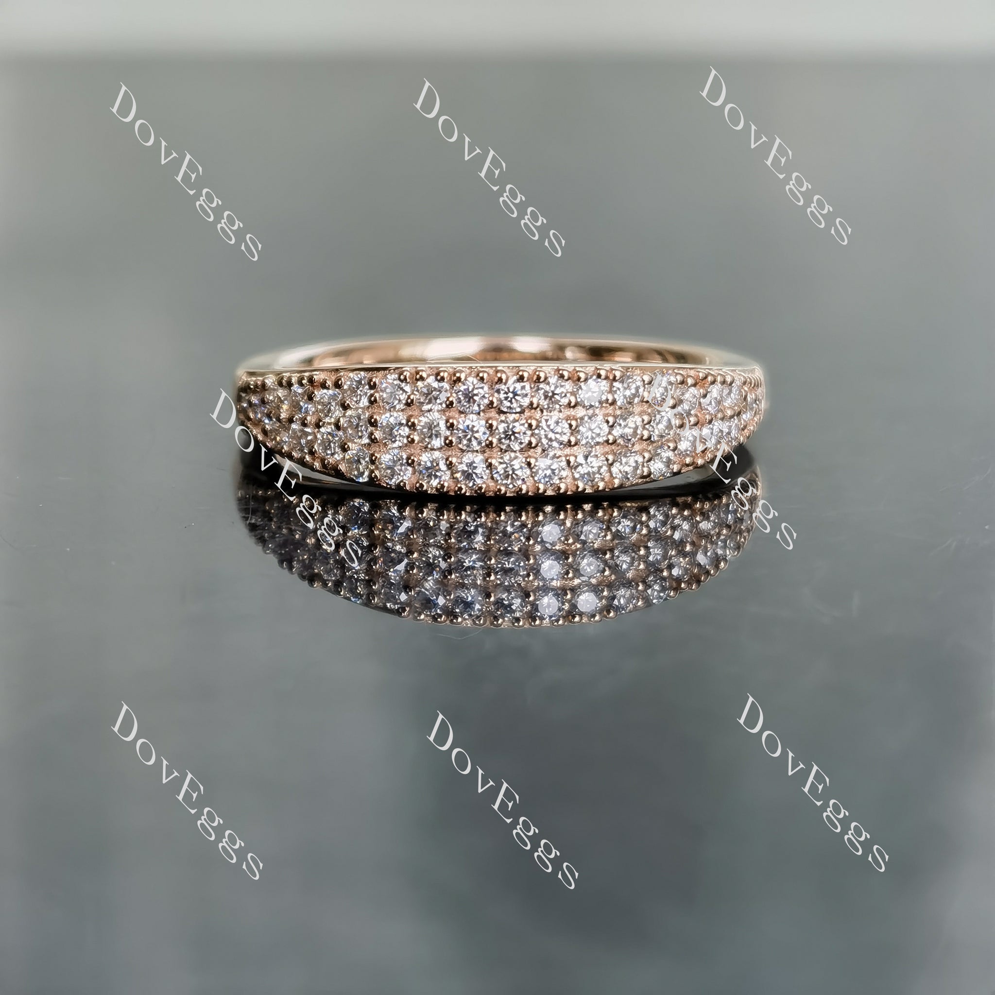 Doveggs round pave moissanite wedding band-2.0mm band width