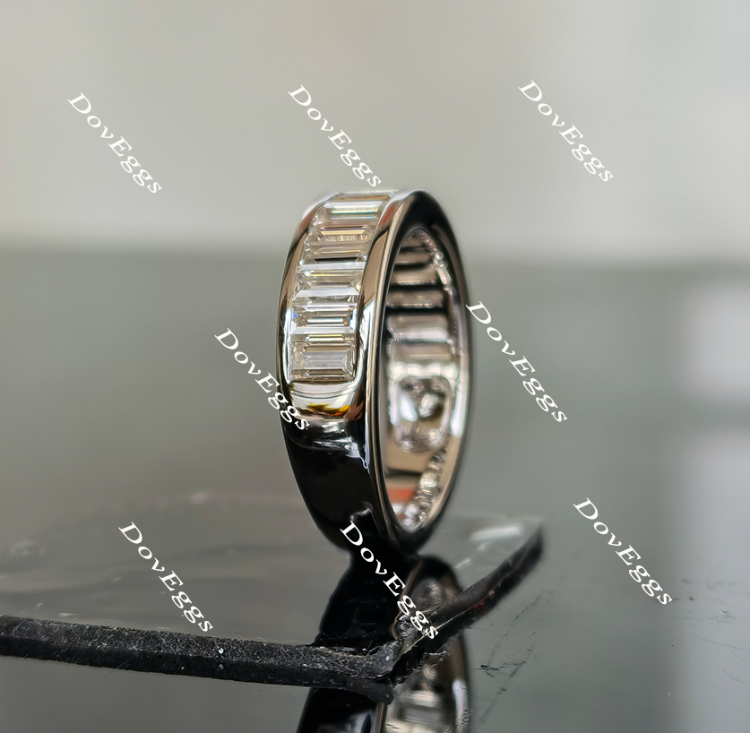 Doveggs half eternity channel set baguette moissanite/lab grown diamond wedding band-6mm band width