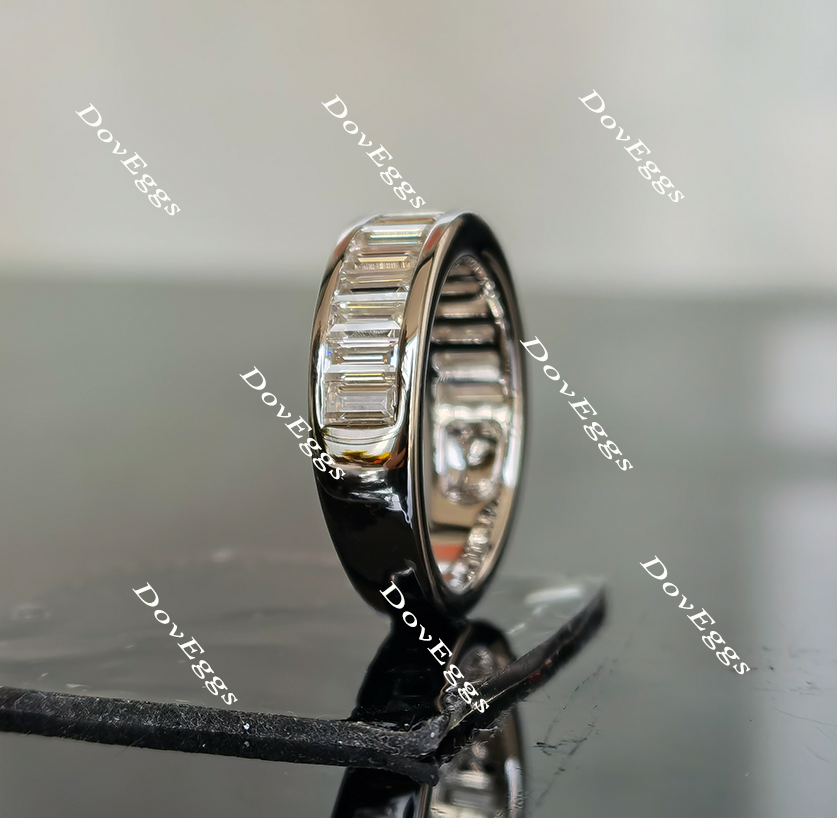 Doveggs half eternity channel set baguette moissanite wedding band/moissanite ring-6mm band width