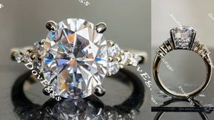 side stone Moissanite Engagement Ring