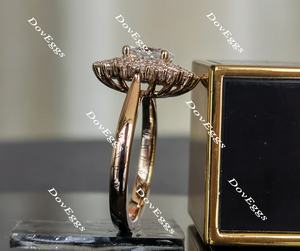 The Persephone flower shape halo oval moissanite engagement ring