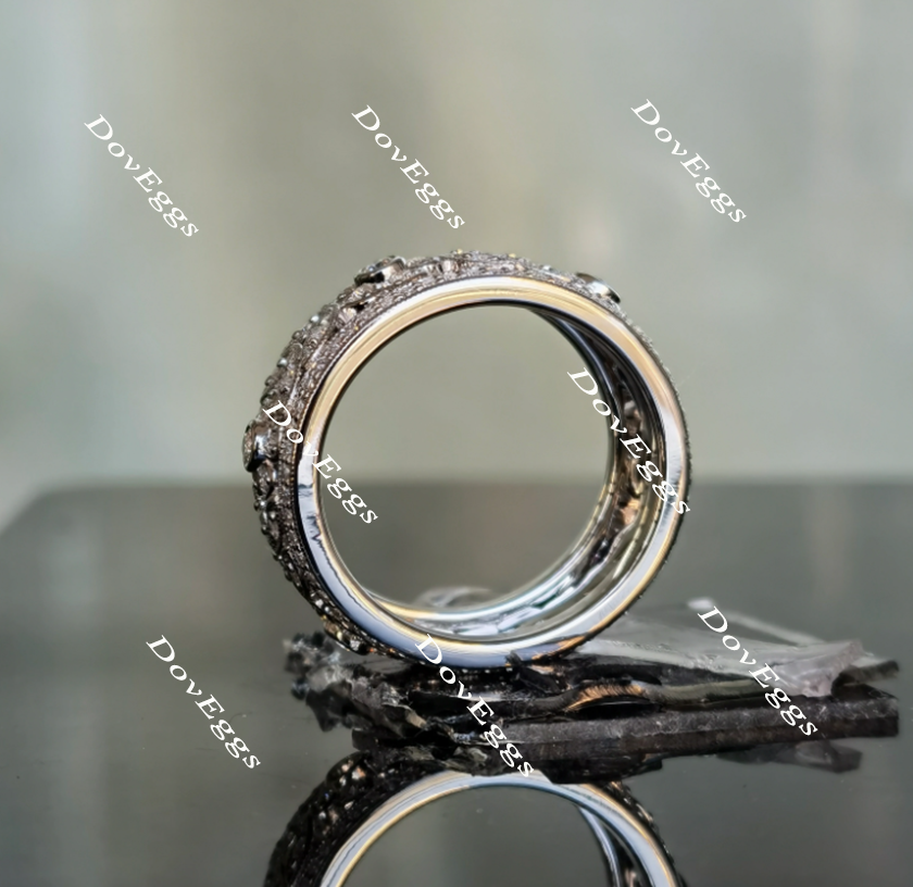 Doveggs round art deco full eternity moissanite wedding bands-10.3mm band width