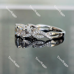 Doveggs princess pave vintage three-stone moissanite engagement ring