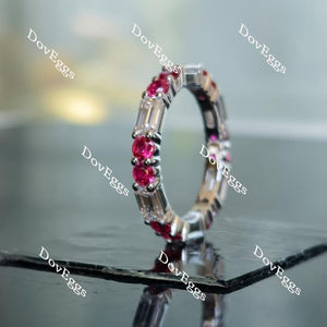 Doveggs full eternity moissanite & colored gem/Lab grown diamond  wedding band-3mm band width