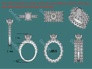 doveggs round eternity pave moissanite bridal set (3 rings)