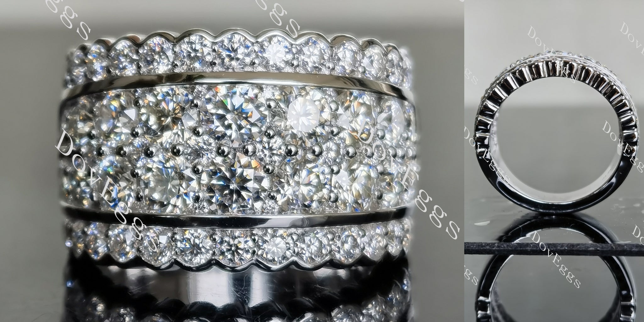 Doveggs round channel set moissanite/lab grown diamond wedding band-6.5mm band width