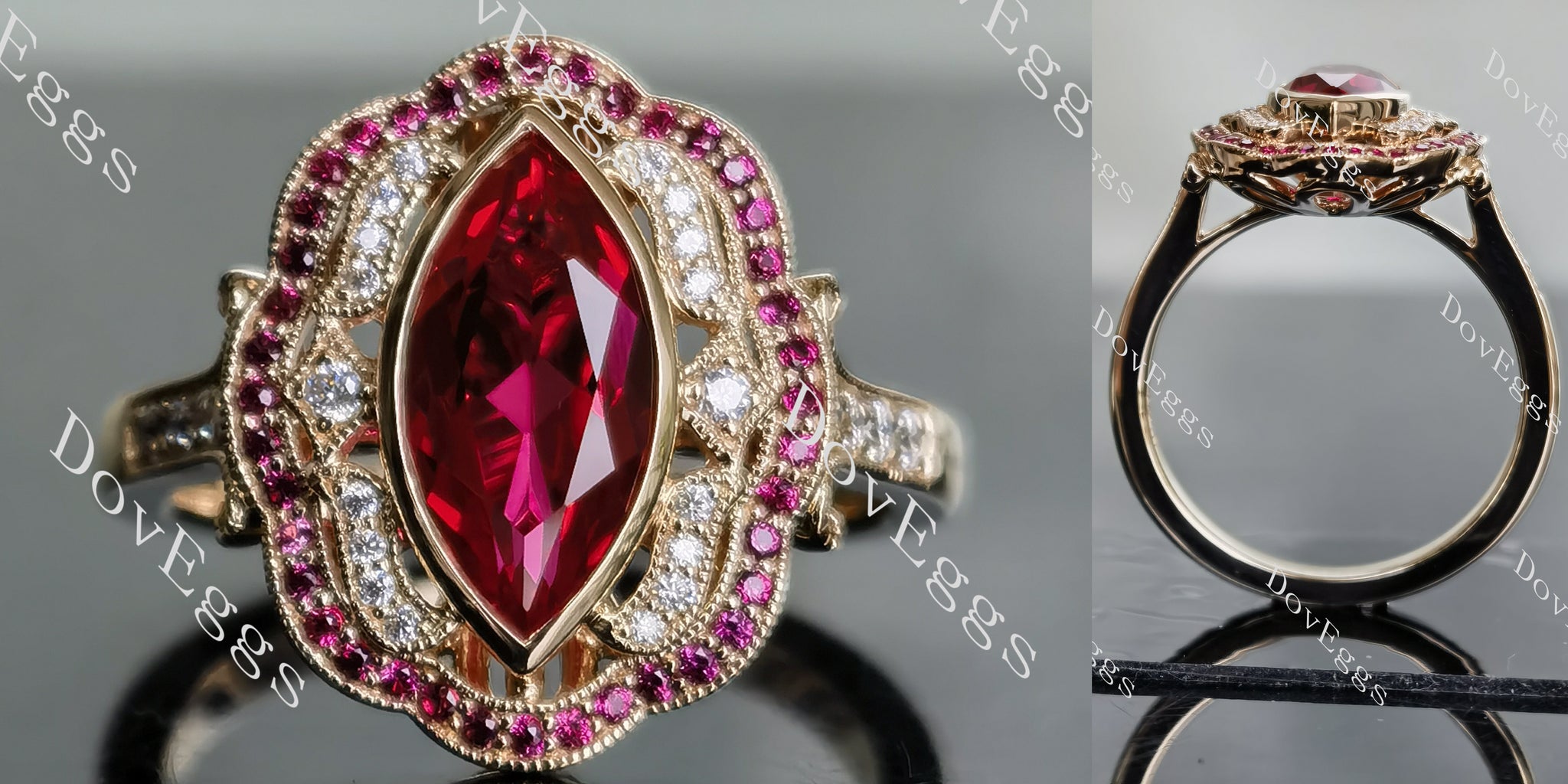 floral colored gem engagement ring