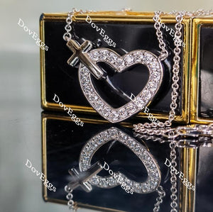 Doveggs heart shape moissanite pendant with 22'' length necklace