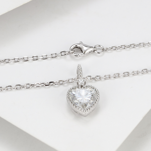 doveggs sterling silver 2 carat moissanite heart shape pendant necklace