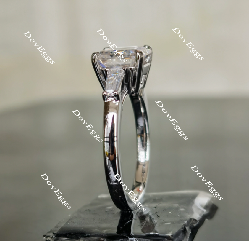 Doveggs asscher three-stone moissanite engagement ring for women