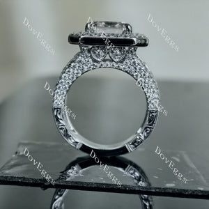 Doveggs Elizabeth Taylor Krupp cut double halo pave channel set moissanite engagement ring