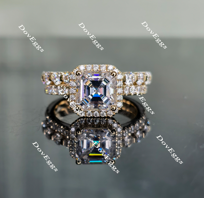 halo moissanite bridal set