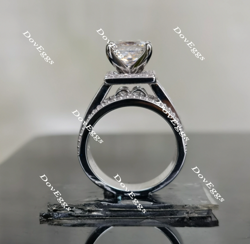 Doveggs princess halo channel set moissanite engagement ring