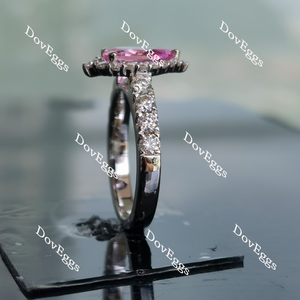 Doveggs pear halo half eternity pave pink sapphire colored gem ring