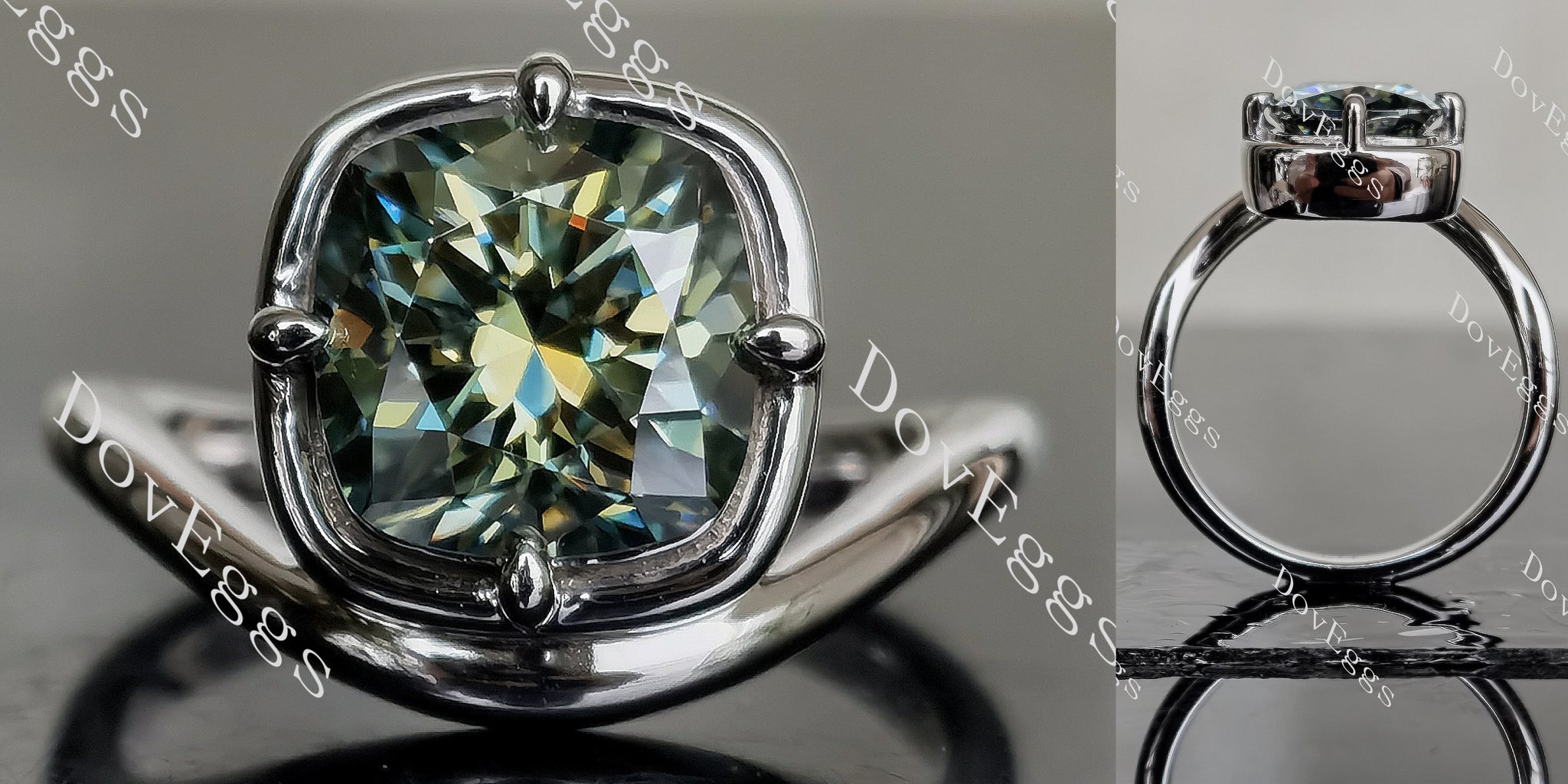 solitaire colored moissanite engagement ring