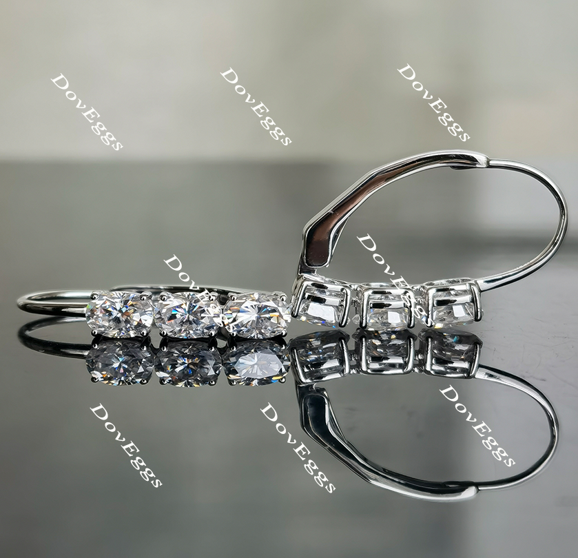 Doveggs 3 carat oval moissanite hoop earrings