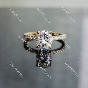 DovEggs oval half eternity pave moissanite engagement ring