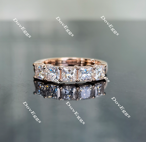 Doveggs Five stone radiant moissanite wedding band/moissanite ring-2.6mm band width