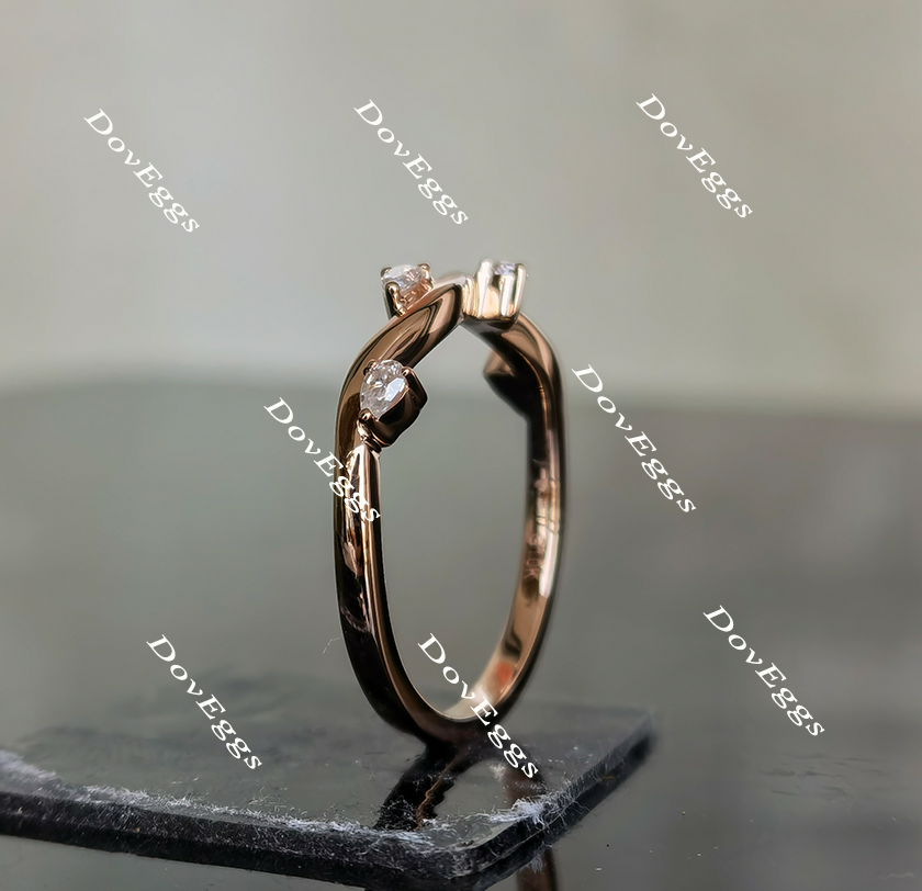 Doveggs leaves shape moissanite/lab grown diamond wedding band for women-1.8mm band width