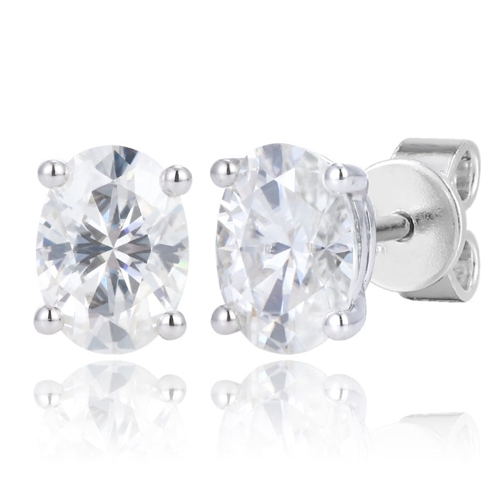 Doveggs solitaire oval moissanite stud earring for women - DovEggs-Seattle