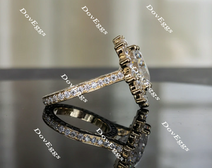 DovEggs heart halo full eternity pave moissanite ring