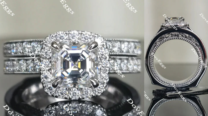 halo moissanite bridal set
