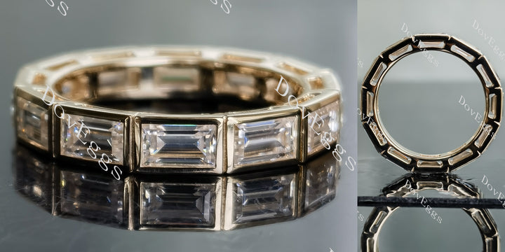 Doveggs emerald full eternity bezel moissanite/Lab grown diamond wedding band-4.0mm band width - DovEggs-Seattle