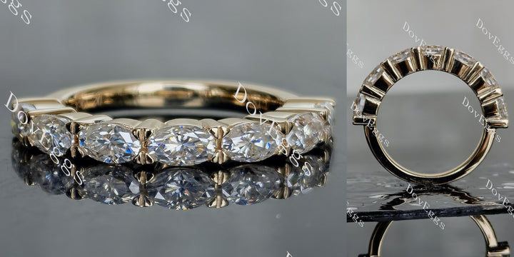 Doveggs oval seven stones moissanite/lab grown diamond wedding band-2.5mm band width