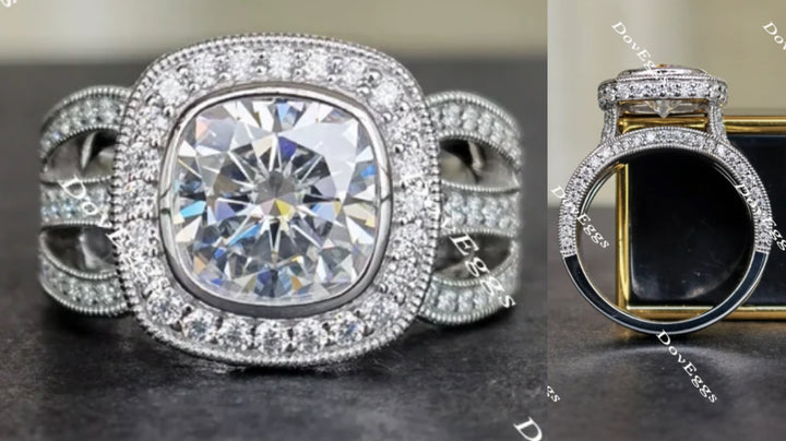 Doveggs round halo moissanite engagement ring for women - DovEggs-Seattle