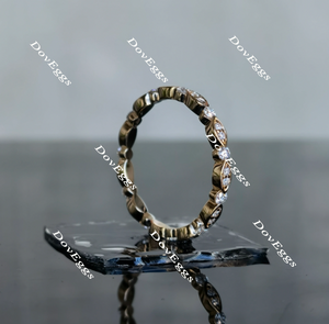 Doveggs round art deco full eternity moissanite ring/lab grown diamond wedding bands-1.8mm band width