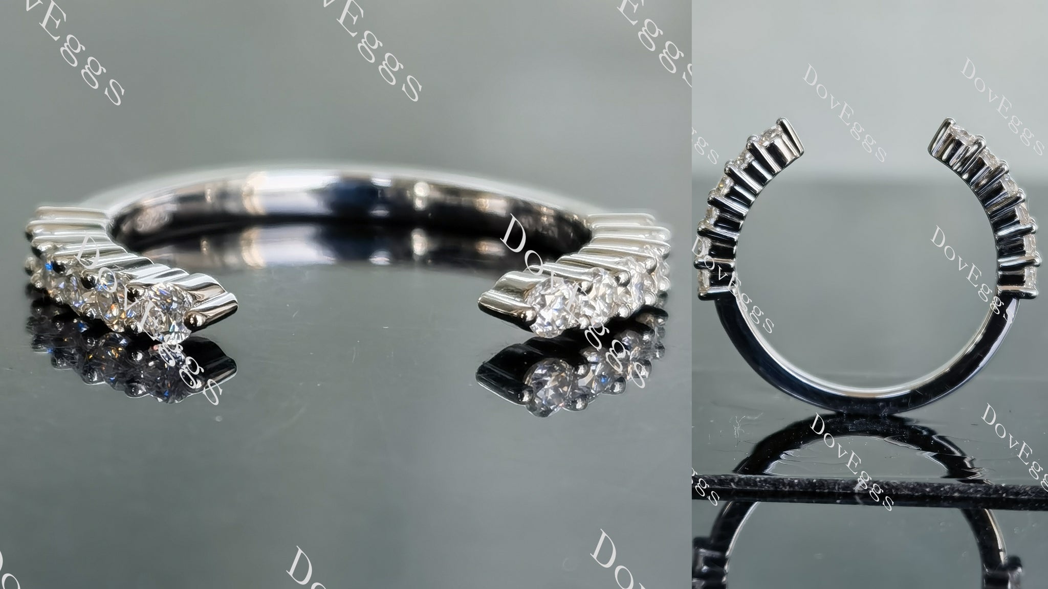 Doveggs round pave moissanite/lab grown diamond wedding band-2.2mm band width