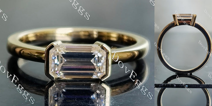 DovEggs elongated emerald/elongated radiant east-west moissanite engagement ring - DovEggs-Seattle