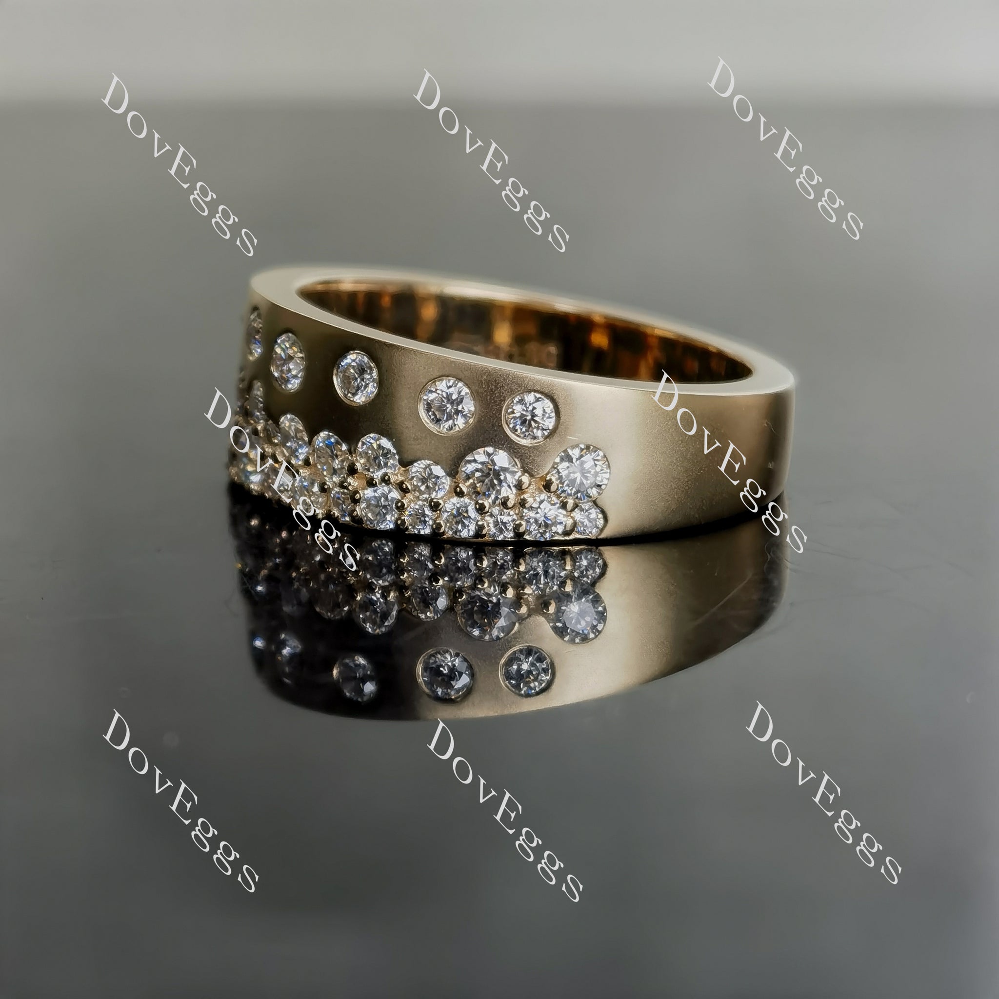 Doveggs round full eternity textured/without textured moissanite/lab grown diamond wedding band-8mm band width