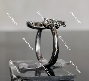 Doveggs Crescent Moon and Star moissanite/Lab grown diamond engagement ring wedding bands-2.6mm band width