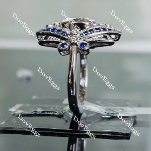 Doveggs cushion art deco dragonfly moissanite & colored gem engagement ring
