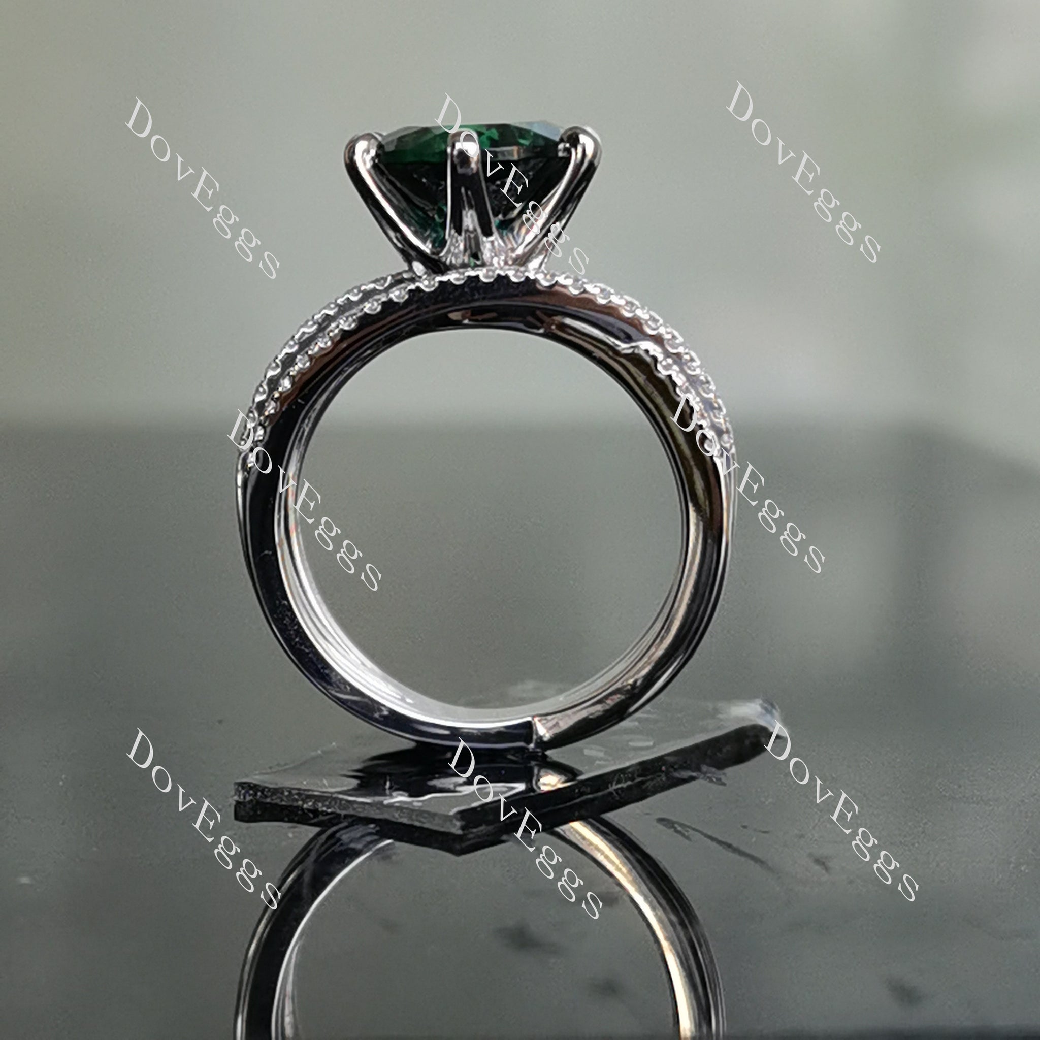 Doveggs round split shank zambia emerald colored gem engagement ring