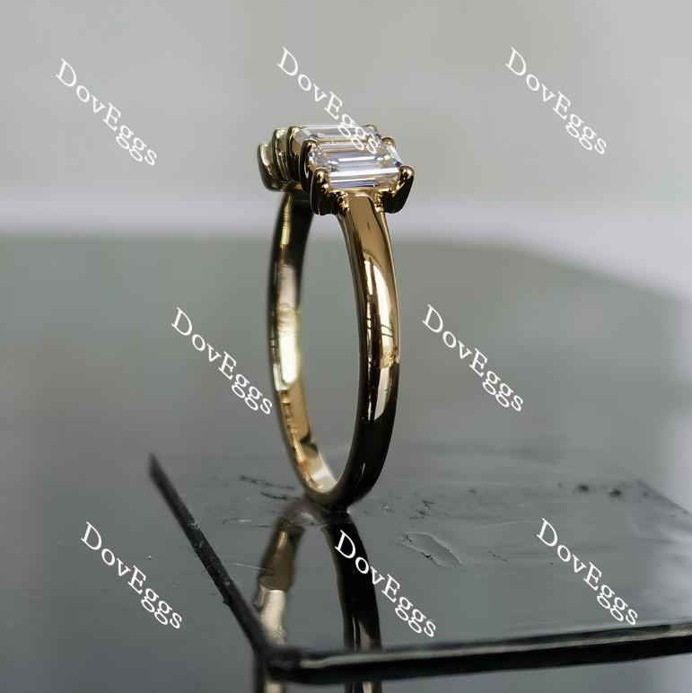 Doveggs four-stone emerald moissanite /lab grown diamond wedding band/moissanite ring