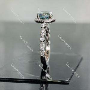 DovEggs octagon halo colored moissanite engagement ring