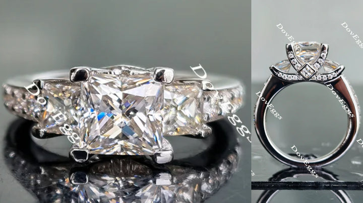 three-stone moissanite engagement ring