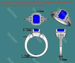 Doveggs peacock blue half eternity pave halo emerald colored moissanite engagement ring