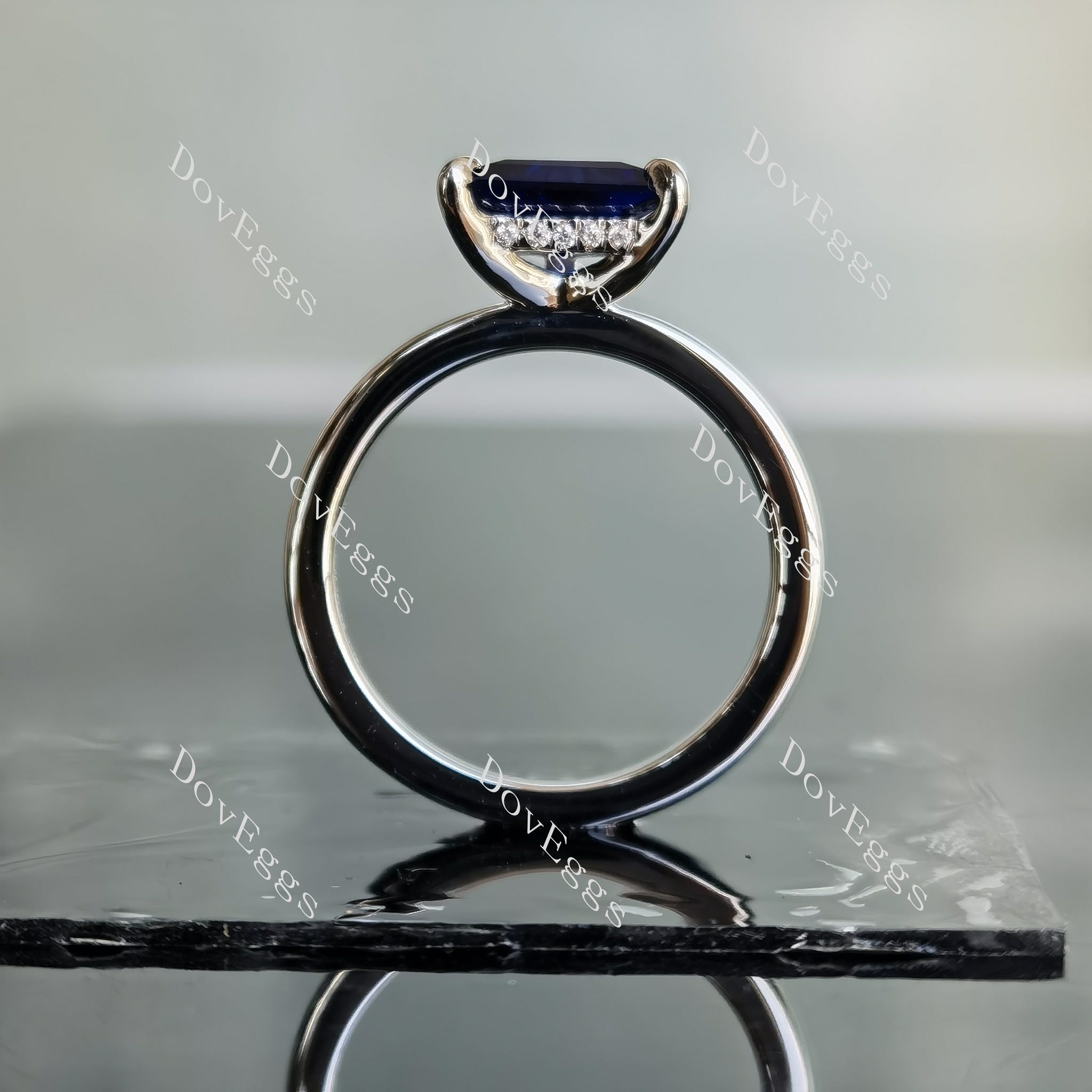 Doveggs trillion hidden halo colored gem engagement ring